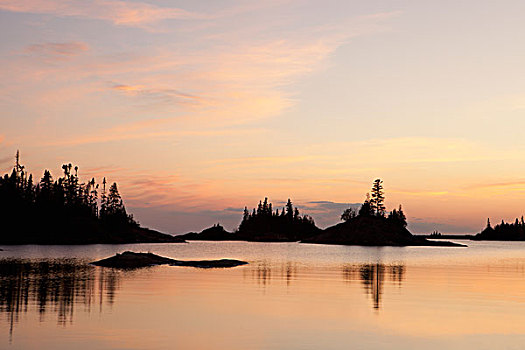 日落,苏必利尔湖,加拿大