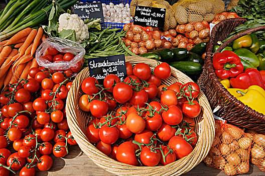 销售,展示,彩色,蔬菜,西红柿,胡椒,洋葱,豆,胡萝卜,农场,店,乡野,商店