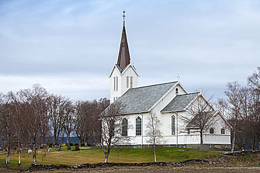 传统,白色,木质,挪威,路德教会,小,乡村