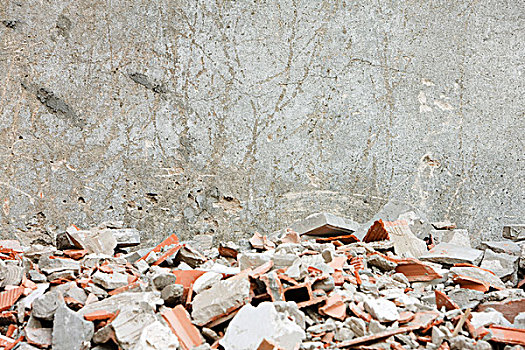 建筑,碎石,破损,砖,片,水泥,墙壁