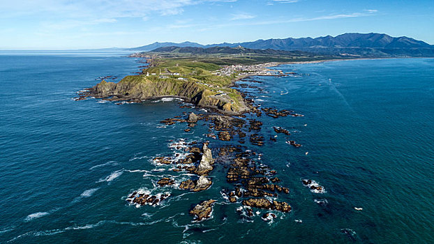 航拍,岬角,北海道,日本