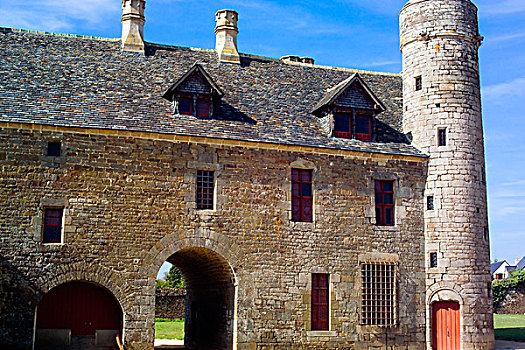 庄园,城堡,门廊,14世纪,布列塔尼半岛,法国