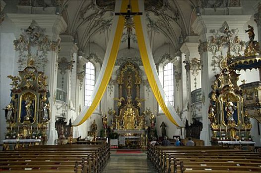 耶稣,十字架,巴洛克,城市,教堂,下巴伐利亚,德国