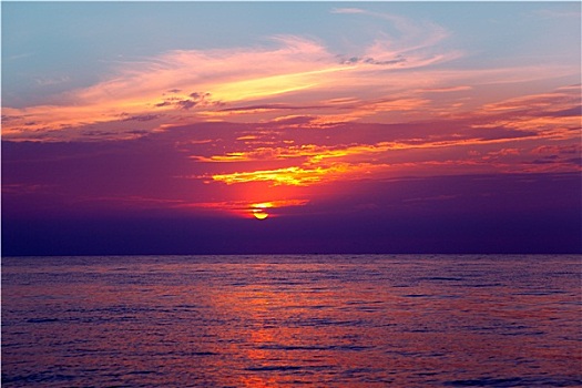 地中海,日出,水,地平线
