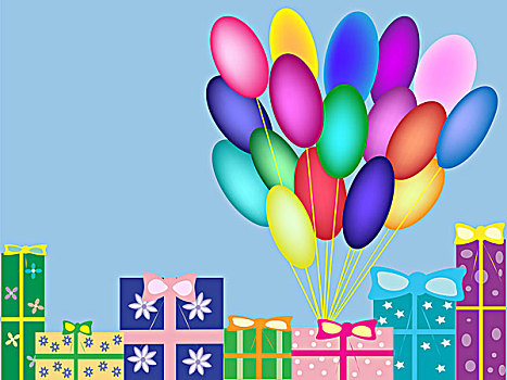 盒子,礼物,矢量,背景,生日,气球