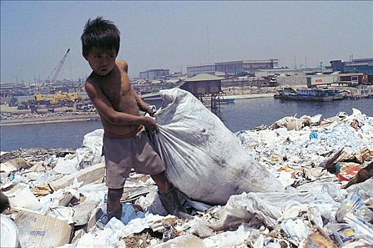 孩子,工作,废物处理,场所,马尼拉,菲律宾,亚洲