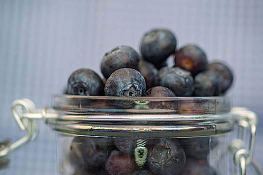 新鲜,水果,蓝莓,玻璃,储藏罐