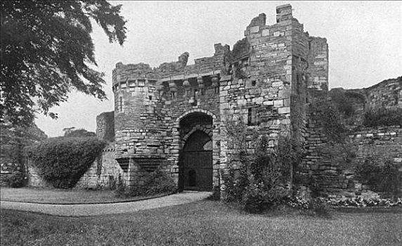 入口,城堡,安格尔西岛,威尔士