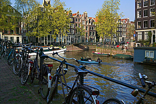 房子,桥,运河,阿姆斯特丹,荷兰