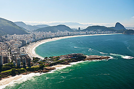 航拍,科巴卡巴纳海滩,面包山,里约热内卢,巴西