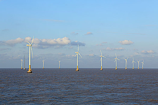 上海洋山海面风力发电机组,杭州湾,东海,舟山群岛