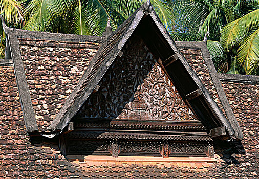 老挝,万象,施沙格庙,寺院,特写,屋顶,建筑