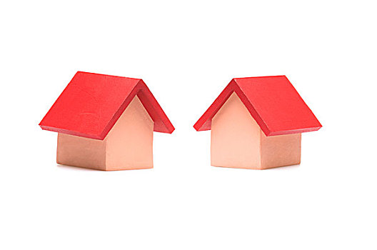 小,红色,屋顶,房屋模型,上方,白色