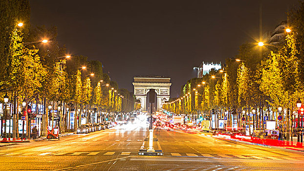 大道,香榭丽舍大街,交通,后面,凯旋门,巴黎,法国,欧洲