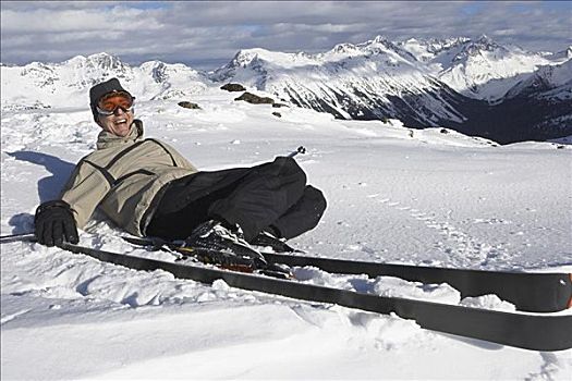 男人,笑,落下,滑雪,加拿大