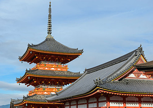 红色,塔,清水寺,京都,日本