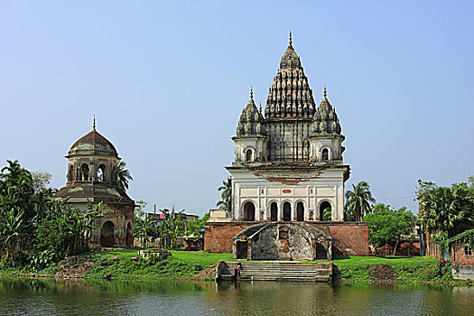 湿婆神,庙宇,复杂,英里,东方,北方,地区,城镇,孟加拉,广告,高,方形底座,上方,装饰