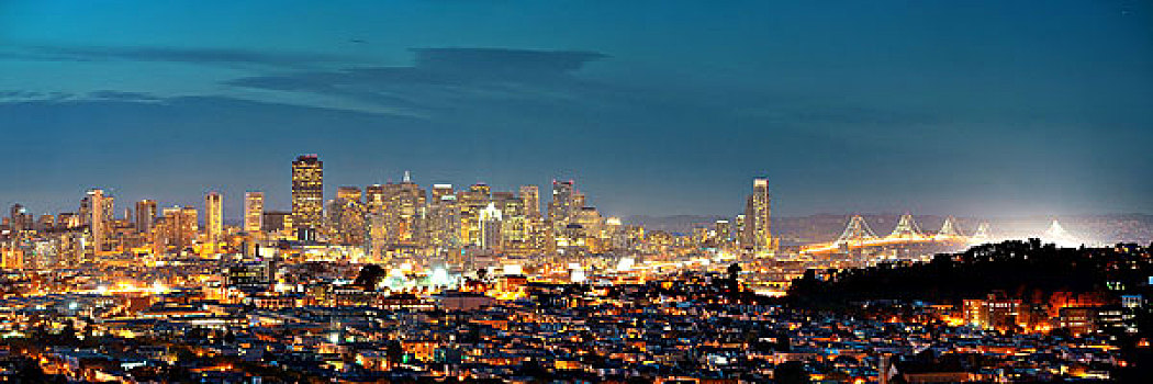 旧金山,城市天际线,全景,城市,建筑,夜晚