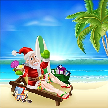 圣诞节,圣诞老人,热带沙滩,场景