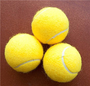 三个,网球,一起,黄色