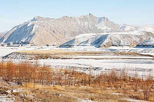 雪山,冰冻,湖泊