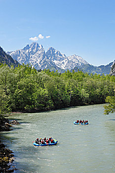 乘筏,橡胶,筏子,恩斯,河,国家公园,阿尔卑斯山,施蒂里亚,奥地利,欧洲