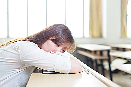 年轻,美女,亚洲人,女孩,学生,教室