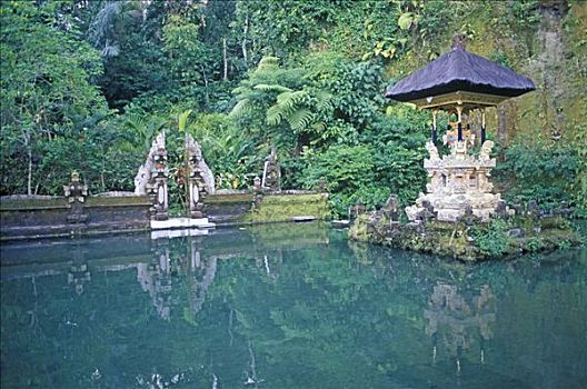水池,花园,庙宇,华丽,印度人,建筑,印度尼西亚,巴厘岛