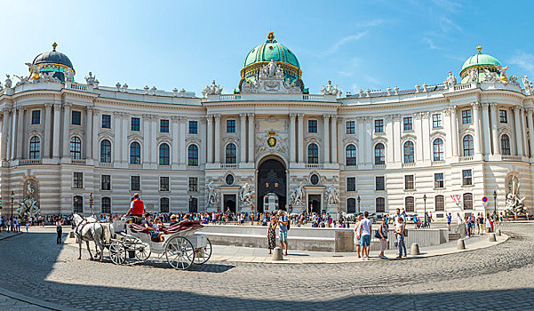 马车,正面,霍夫堡皇宫,米歇尔广场,维也纳,奥地利,欧洲