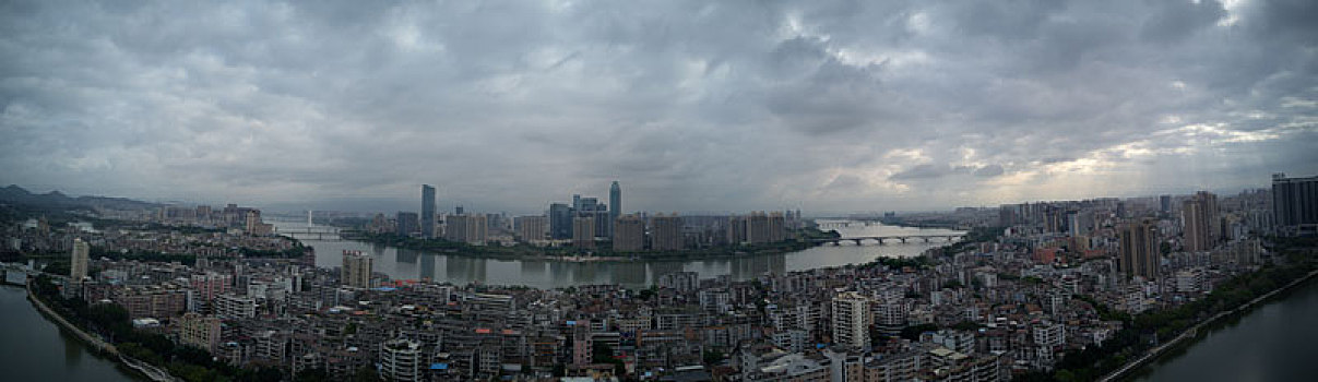 广东惠州东江两岸城市建筑航拍景观