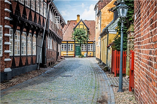 街道,老,房子,皇家,城镇,丹麦