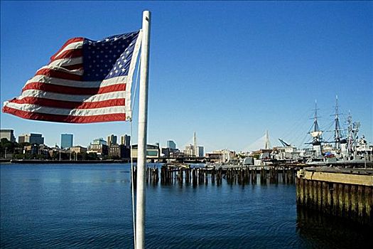 美国国旗,船,波士顿,马萨诸塞,美国