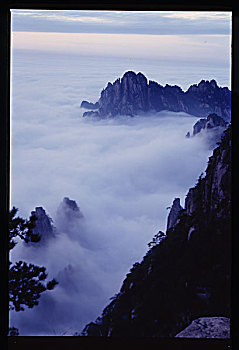 安徽黄山,日出,雪景,云海,雾淞