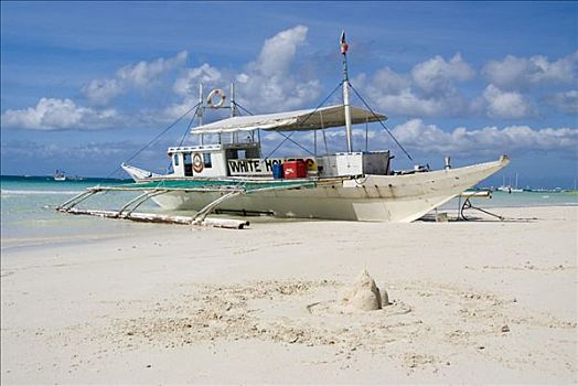 船,白色,海滩,长滩岛,菲律宾