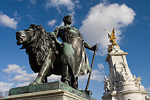 欧洲,英格兰,伦敦,白金汉宫,雕塑,特写,维多利亚皇后,纪念