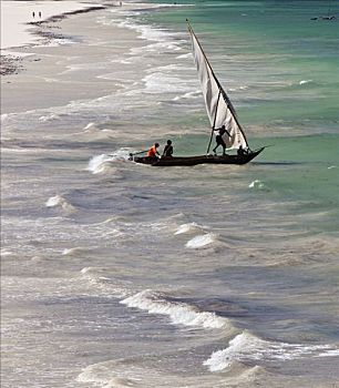 肯尼亚,蒙巴萨,独木舟,航行,海滩,流行,旅游,南海岸