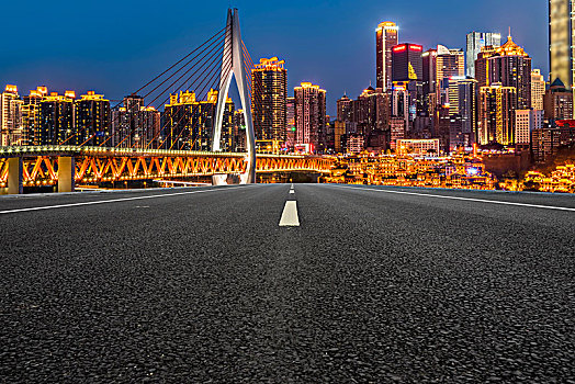 柏油马路和重庆夜景