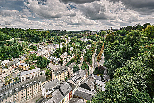俯视图,城市,卢森堡,欧洲