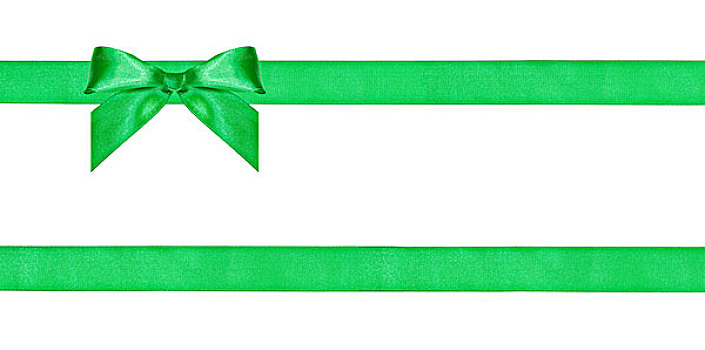 一个,绿色,蝴蝶结,打结,两个,平行,丝绸,带