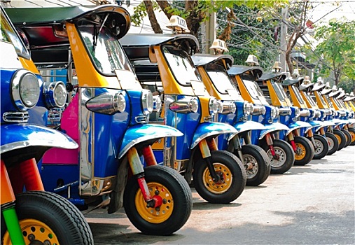 出租车,排列,曼谷,泰国