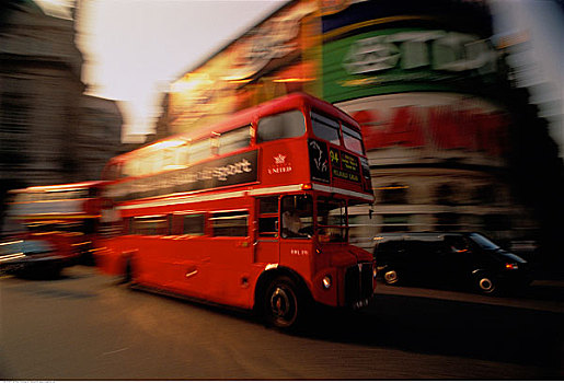 模糊,巴士,街上,伦敦,英格兰