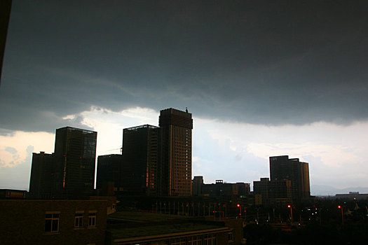 暴雨,乌云,气象,傍晚,大楼,天空,末日
