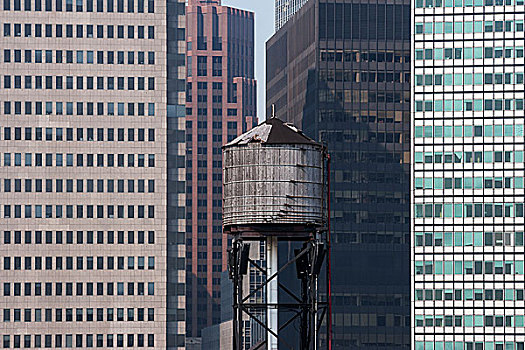 水箱,正面,摩天大楼,下曼哈顿,纽约,美国