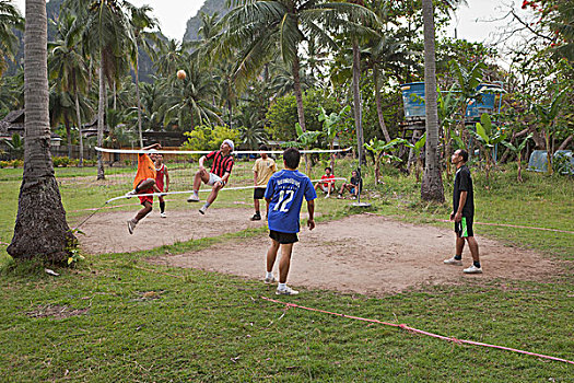 泰国人,男人,玩,球类运动,藤条,球,泰国,亚洲