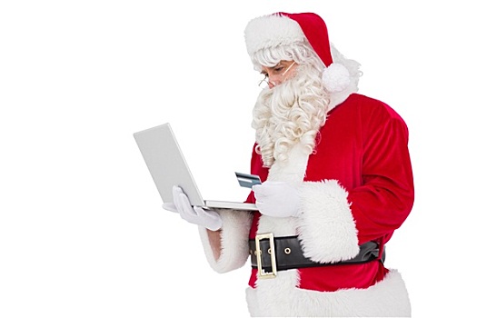 圣诞老人,网上购物,笔记本电脑