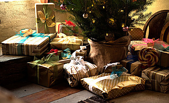 包装,礼物,圣诞树