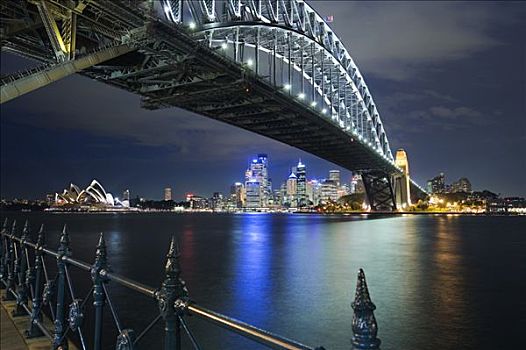 澳大利亚,新南威尔士,悉尼,悉尼歌剧院,城市天际线,框架,光亮,海港大桥