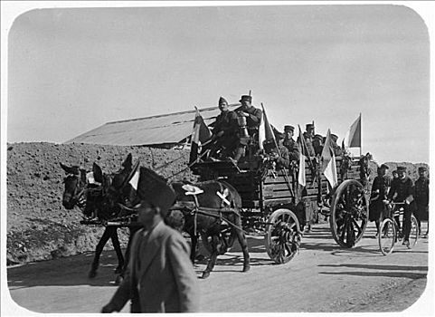 军人,法国人,外籍军团,旅行,四轮马车,叙利亚,20世纪