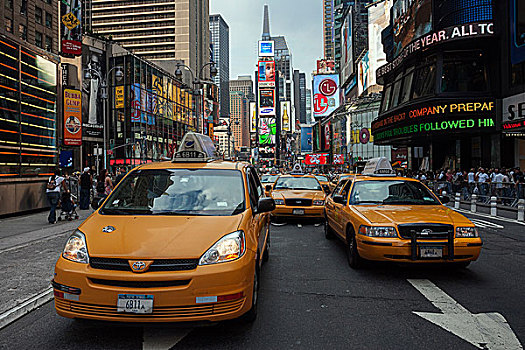 出租车,光亮,广告,时代广场,曼哈顿中城,纽约,美国