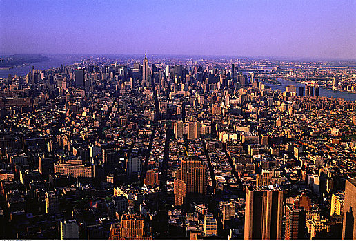 俯视,城市,纽约,美国